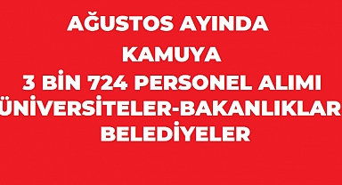 Ağustos Ayında Kamuya 3 Bin 724 Personel Alınacak!